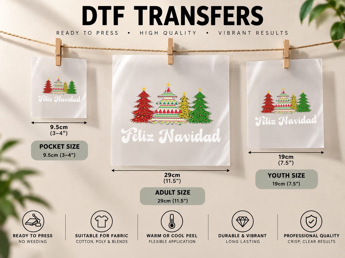 Family Matching Feliz Navidad Spanish Mexican Christmas DTF Transfer Iron On
