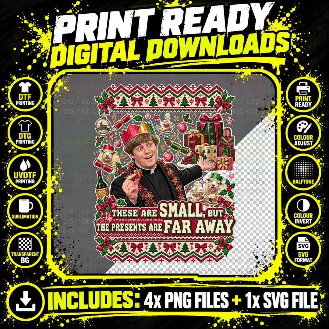 Father Dougal Christmas Father Ted Funny Irish Comedy Png SVG Digital Bundle