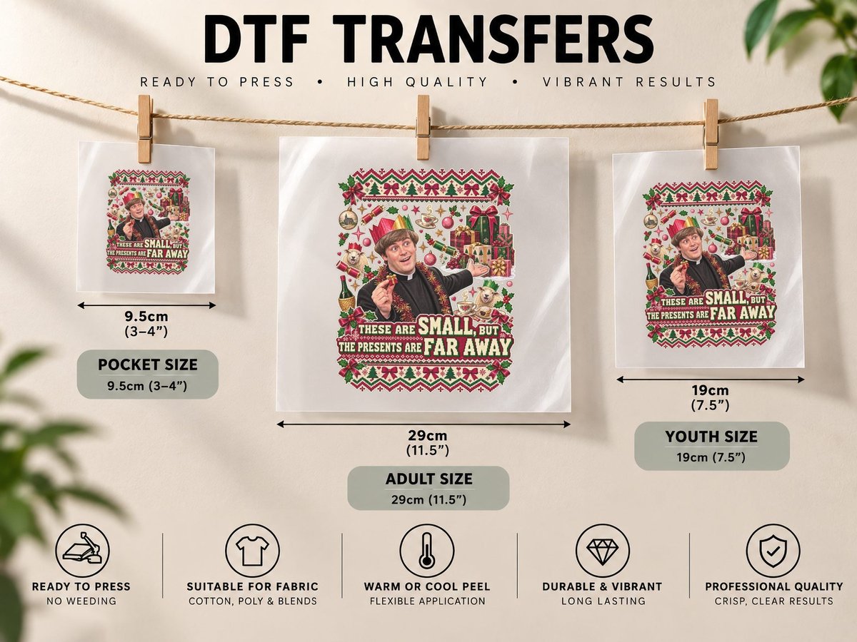 Father Dougal Christmas Father Ted Funny Irish Comedy Ugly DTF Transfer Iron On