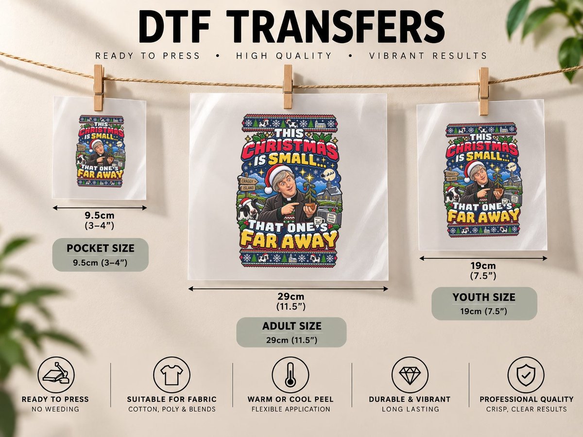 Father Dougal Christmas Father Ted Irish Comedy Small Far DTF Transfer Iron On