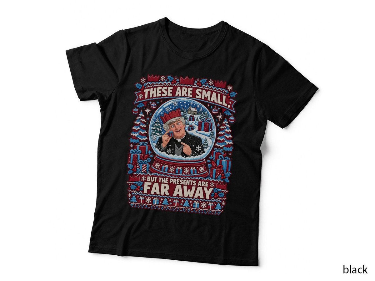 Father Dougal Christmas Shirt Small Presents Far Away Father Ted Comedy Xmas Tee
