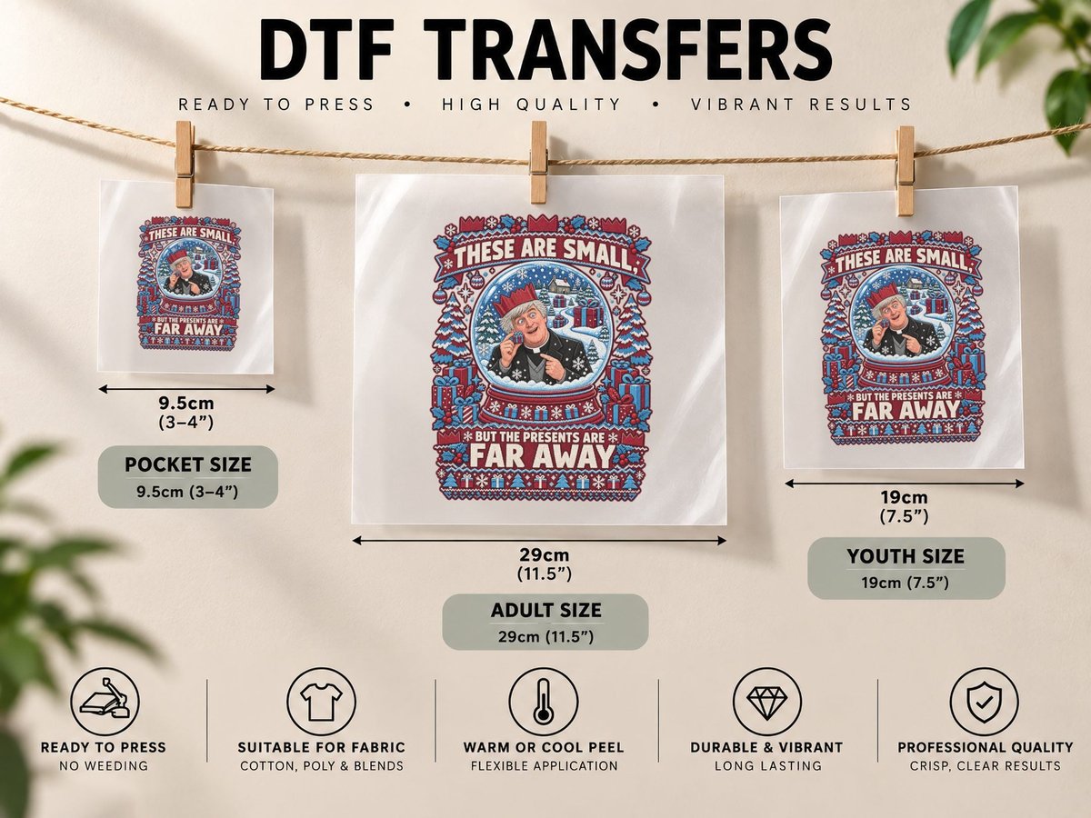 Father Dougal Christmas Small Presents Far Away Father Ted DTF Transfer Iron On