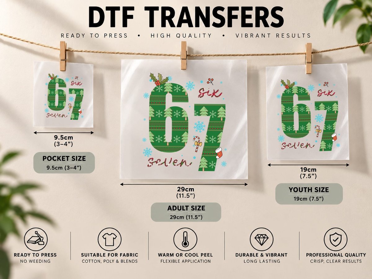 Festive Six Seven Xmas, 6 7 Christmas, Kids Popular Meme DTF Transfer Iron On