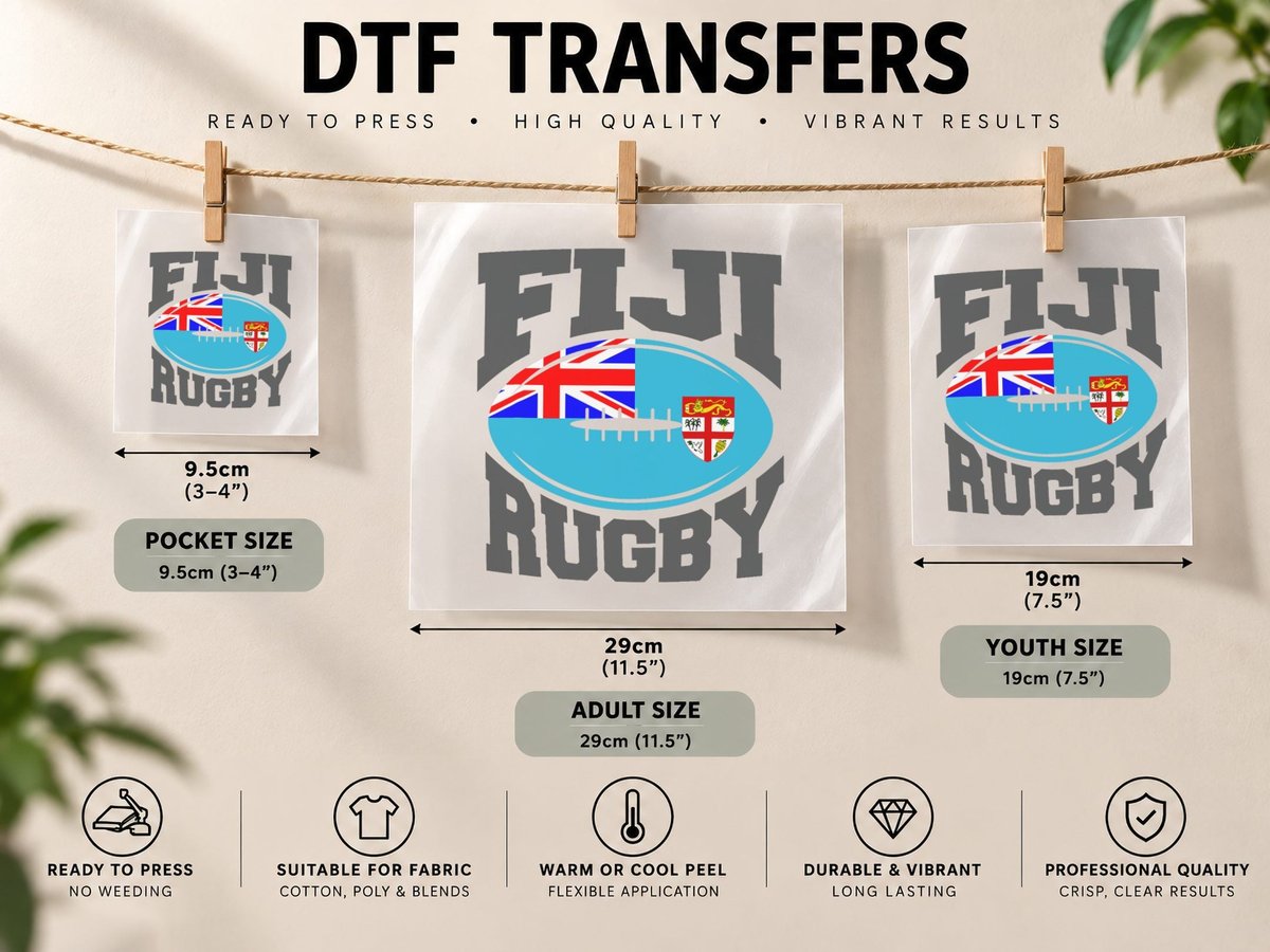Fiji Rugby Jersey Player Coach Gift Christmas Gifts DTF Transfer Iron On