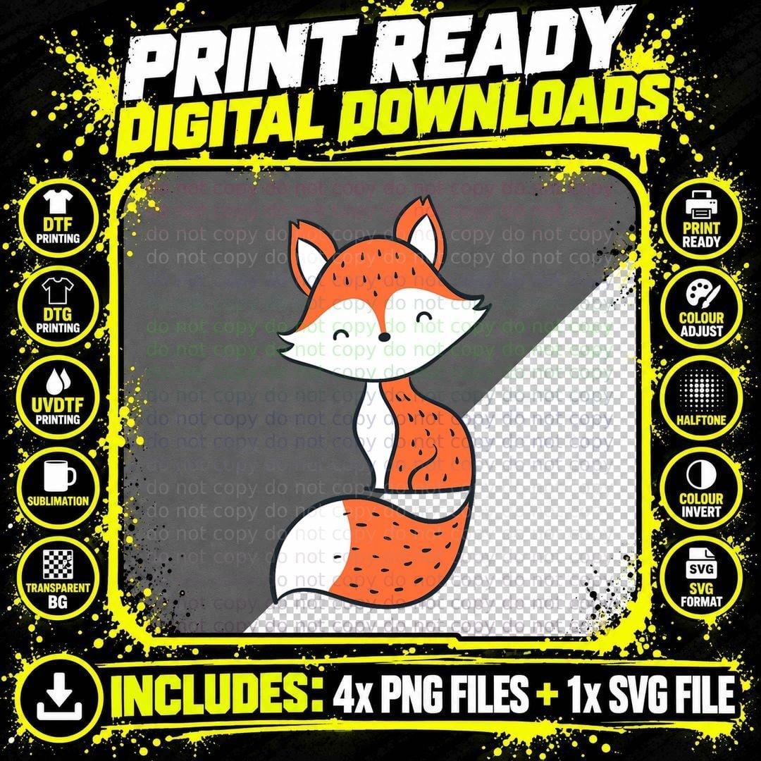 Fox Gift Christmas Teacher Men Kids Birthday T-Shirt Png SVG Digital Bundle
