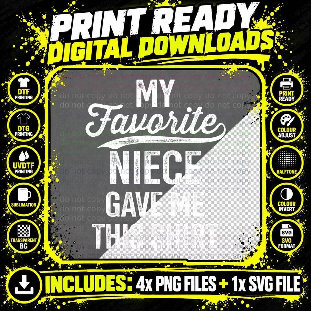 From Favorite Niece for Uncle Fathers Day Birthday Png SVG Digital Bundle