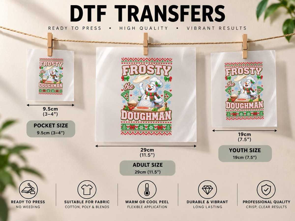 Frosty the Doughman, Pizza Lover Ugly Style DTF Transfer Iron On
