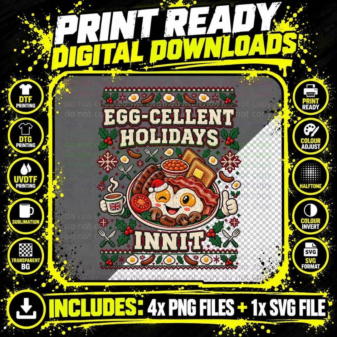 Full English Breakfast Christmas Shirt Funny Holiday Tee Png SVG Digital Bundle