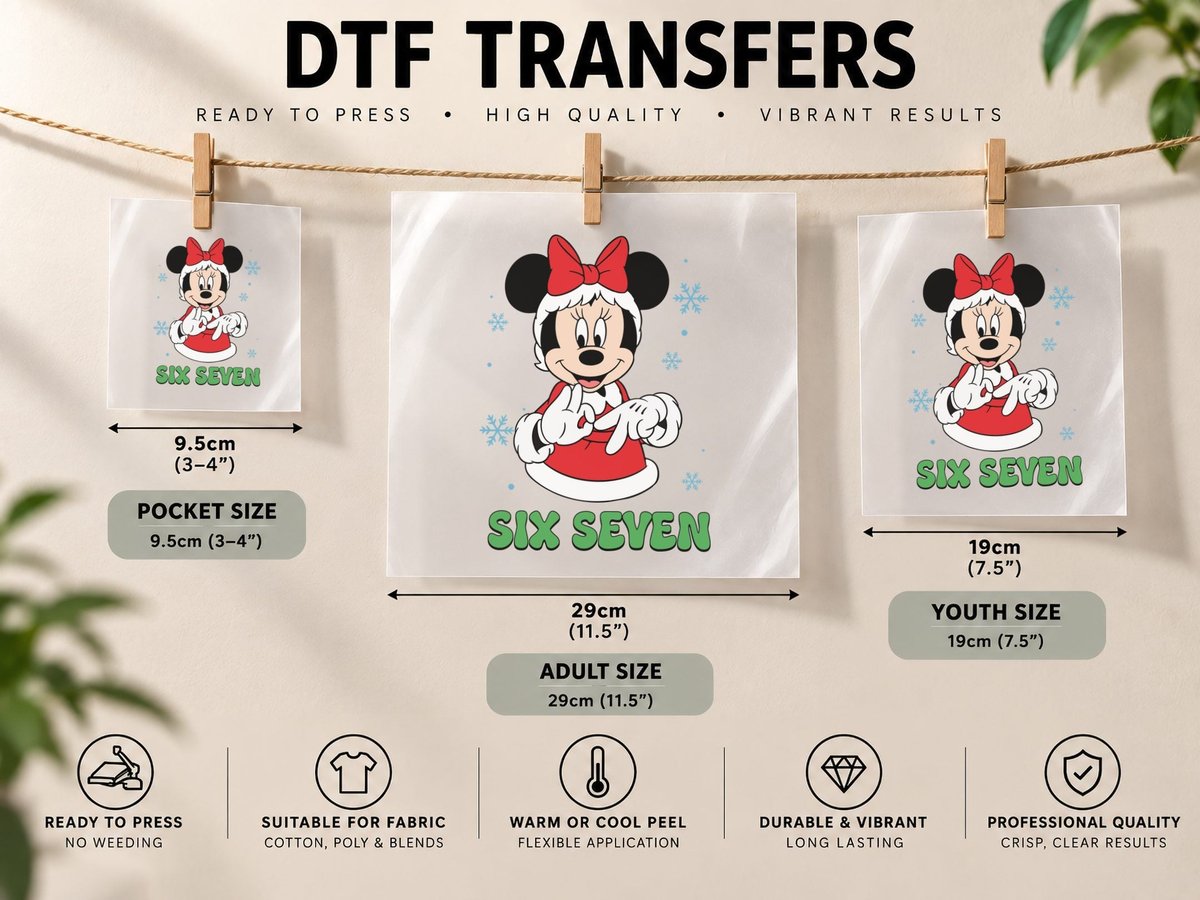 Fun Six Seven Top, Kids Funny Christmas, Cute 6 7 DTF Transfer Iron On