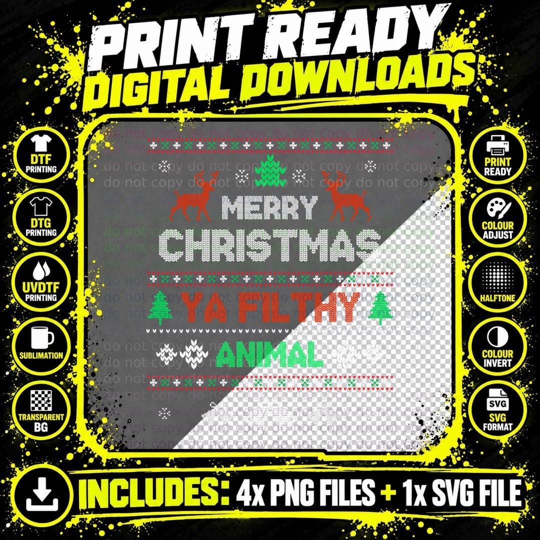 Funny Alone at Home Movies Merry Christmas You Filty Png SVG Digital Bundle
