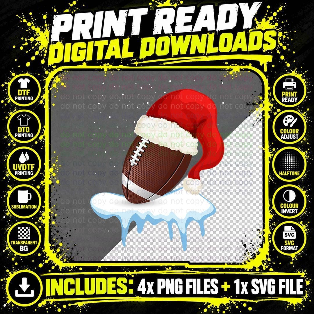 Funny American Football Christmas Design Png SVG Digital Bundle