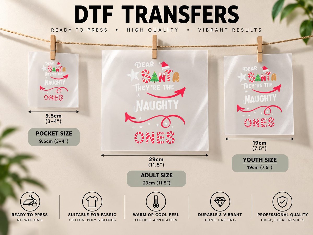 Funny Christmas Dear Santa They're the Naughty Ones Xmas DTF Transfer Iron On