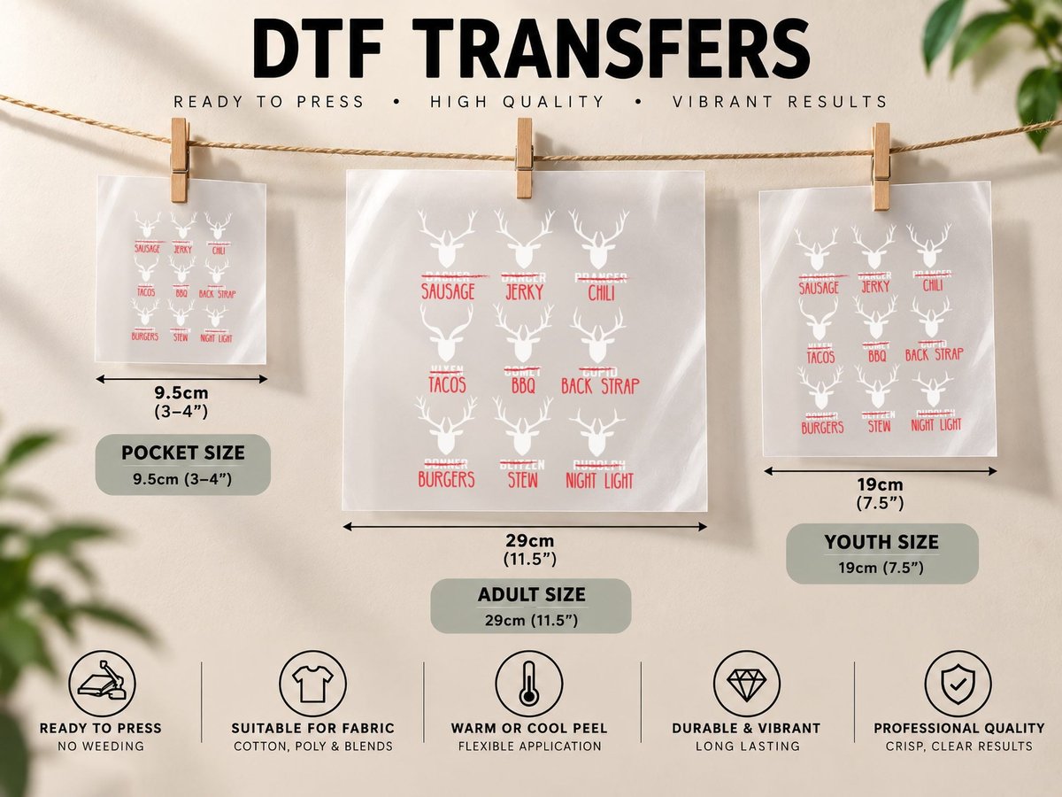 Funny Christmas Deer Hunters All of Santa's Reindeer Design DTF Transfer Iron On