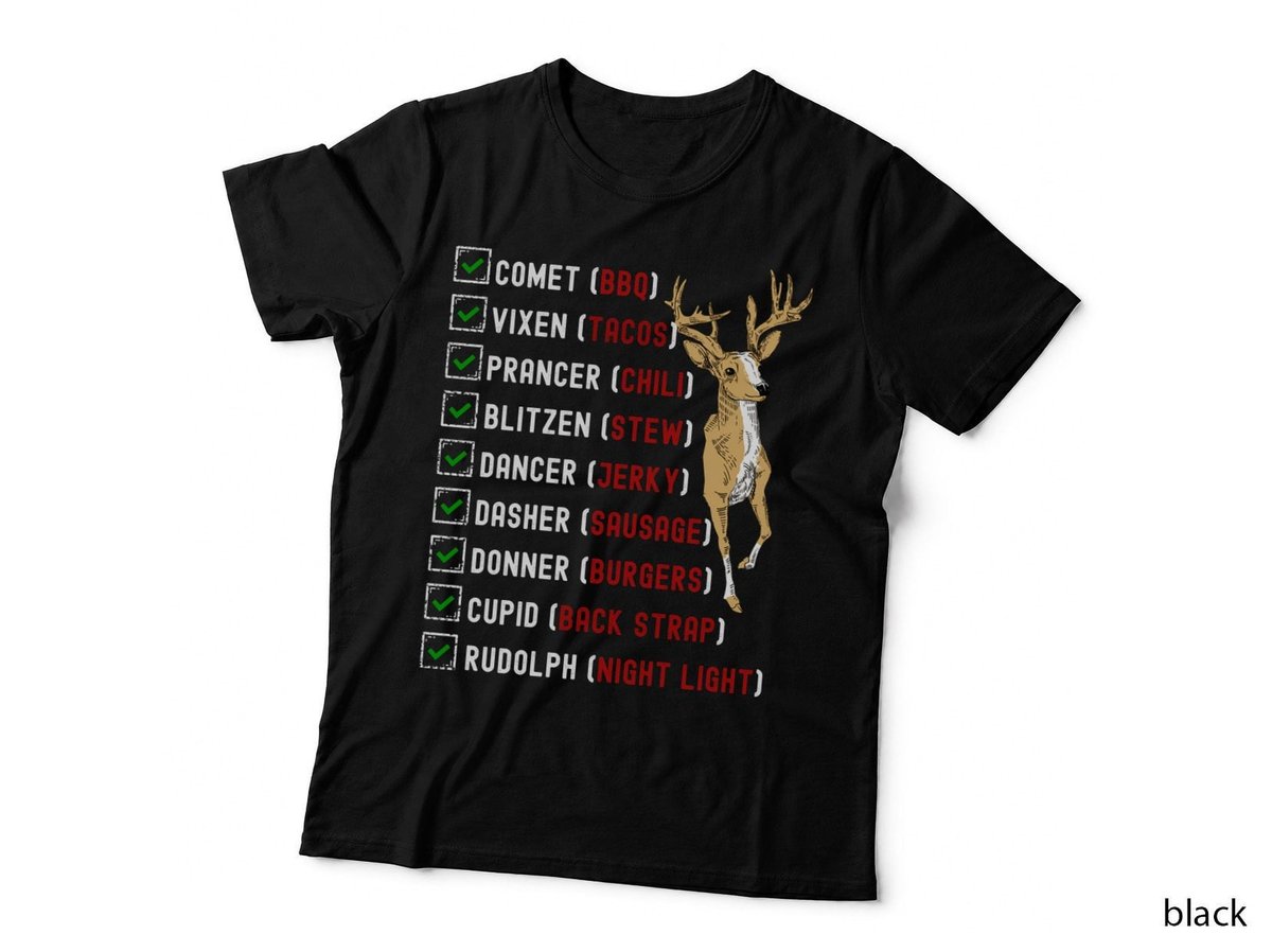 Funny Christmas Deer Hunting Santa Reindeer Men Hunter Gift T-Shirt
