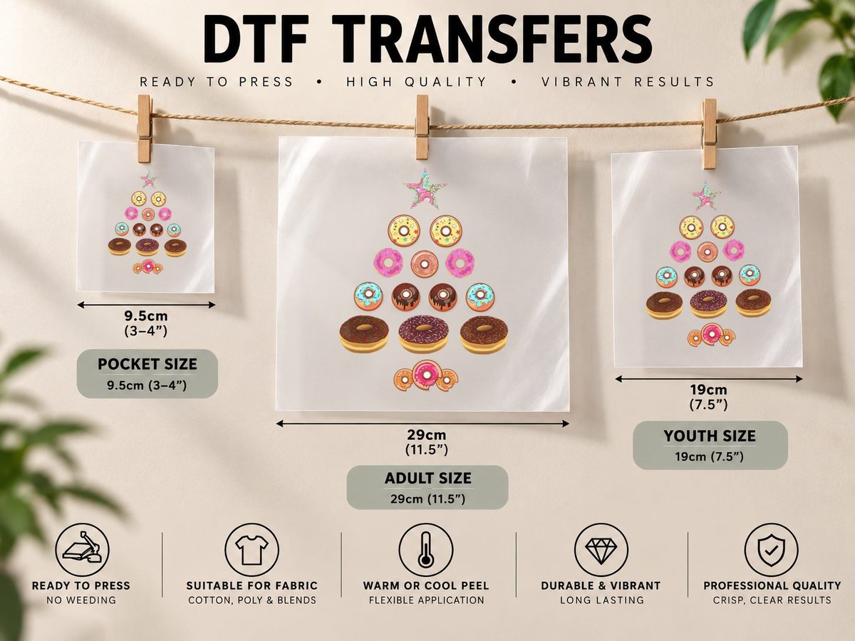 Funny Christmas Donut Tree Gift Doughnut Lover DTF Transfer Iron On