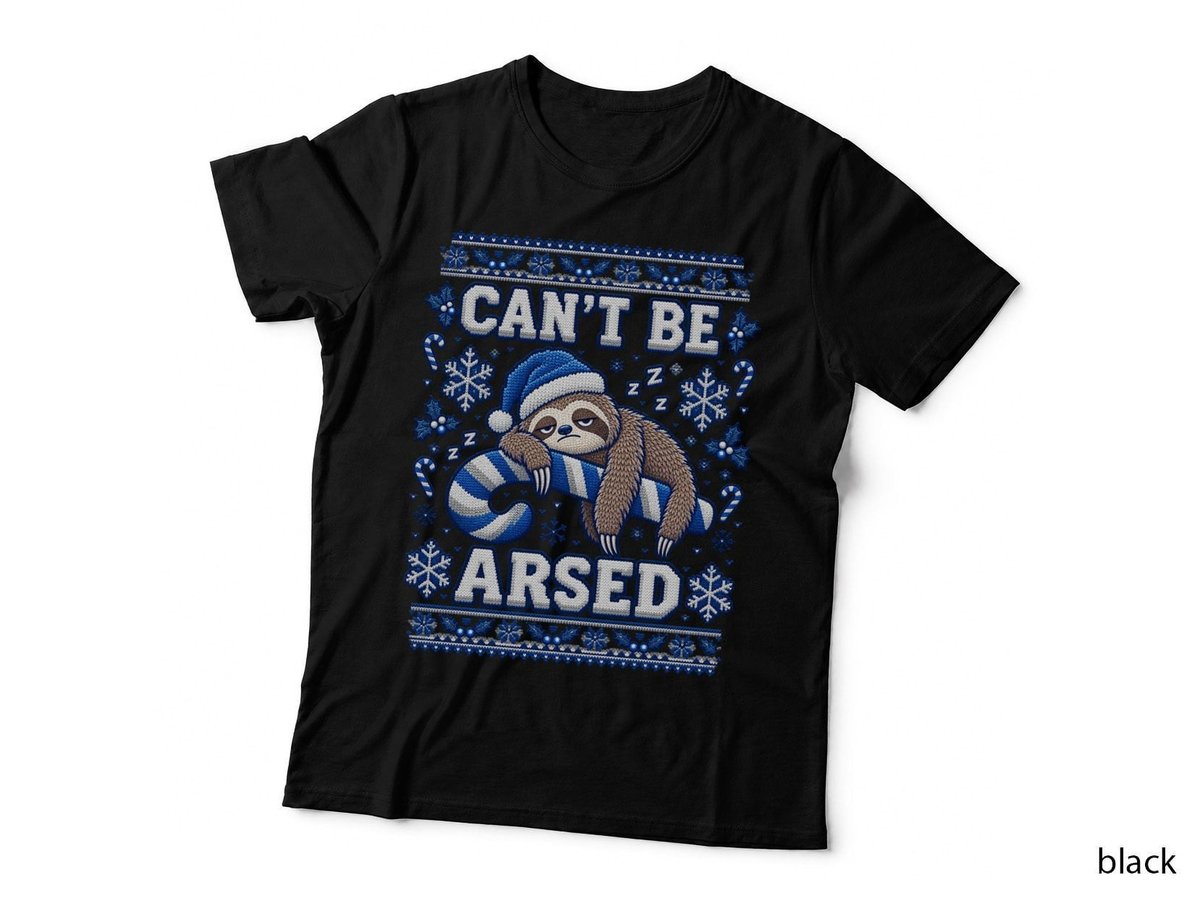 Funny Christmas Sloth Candy Cane Sarcastic Lazy Holiday Ugly Sweater T-Shirt