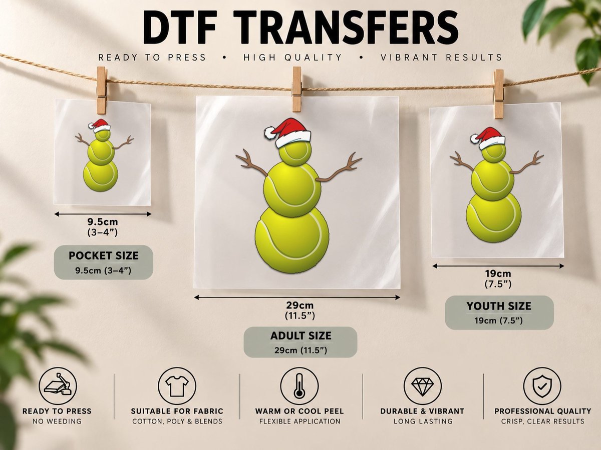 Funny Christmas Tennis Balls Santa Snowman, Holiday Gift DTF Transfer Iron On