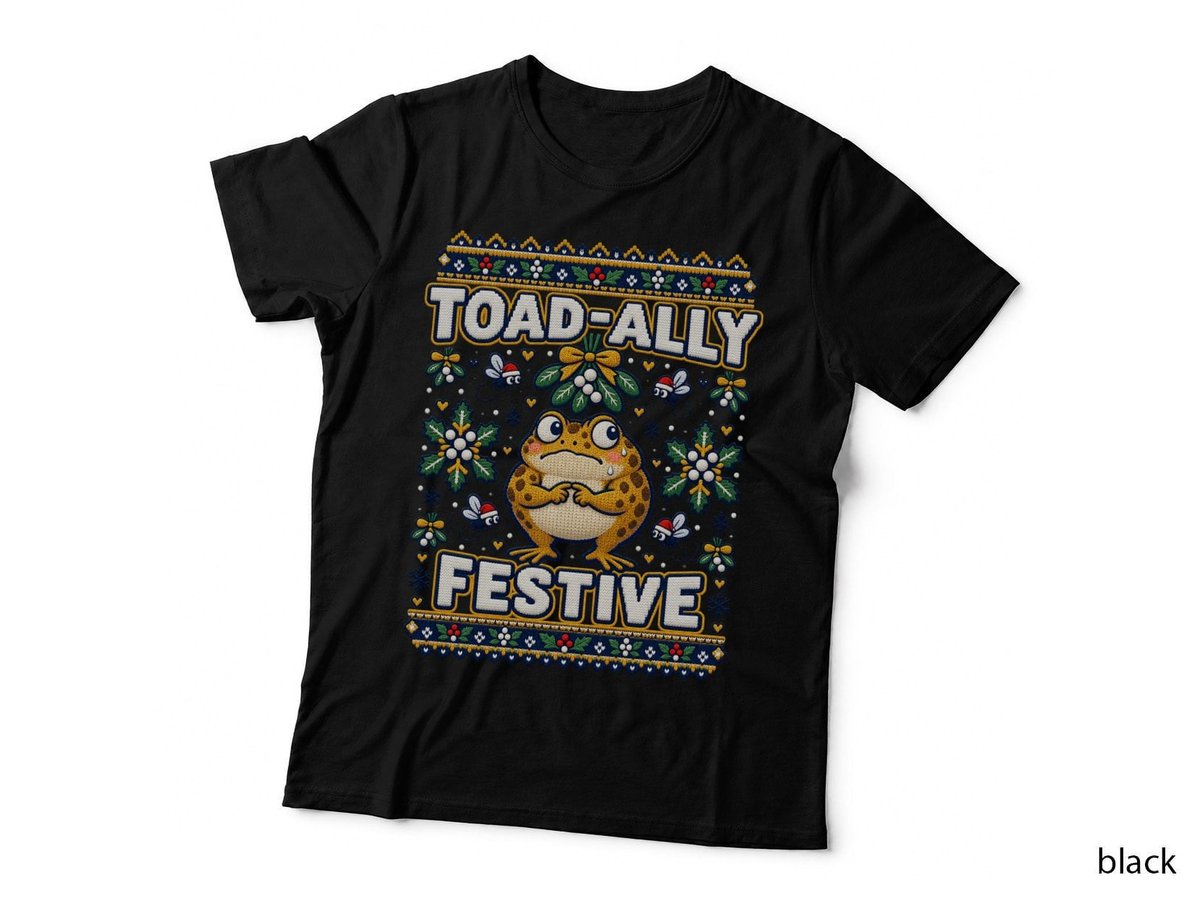 Funny Christmas Toad Mistletoe Toad-Ally Festive Ugly Sweater Holiday T-Shirt