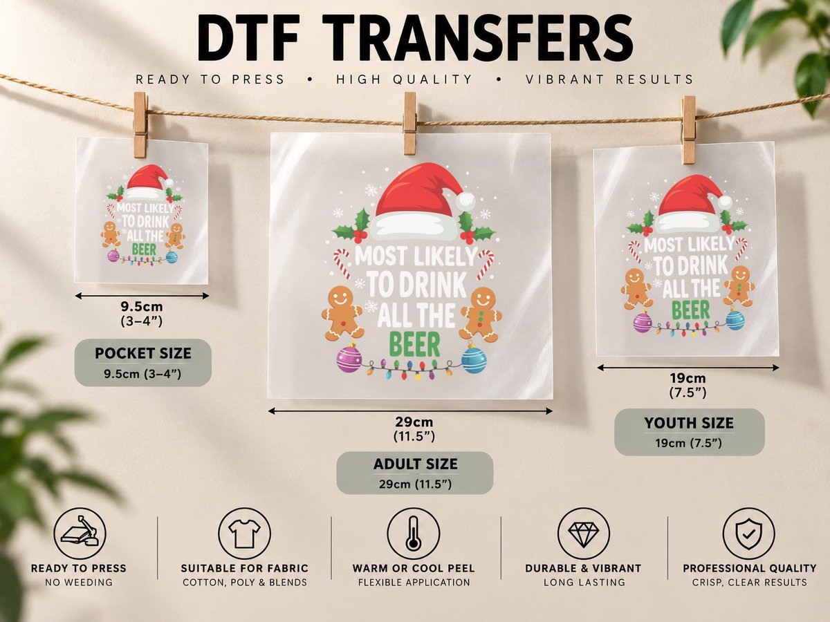 Funny Gingerbread Men Christmas Lights Matching Family DTF Transfer Iron On