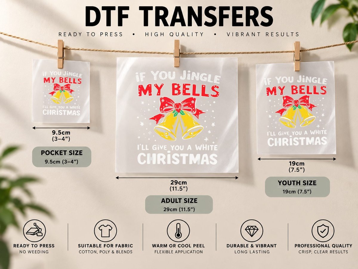 Funny If You Jingle My Bells I'll Give You a White DTF Transfer Iron On