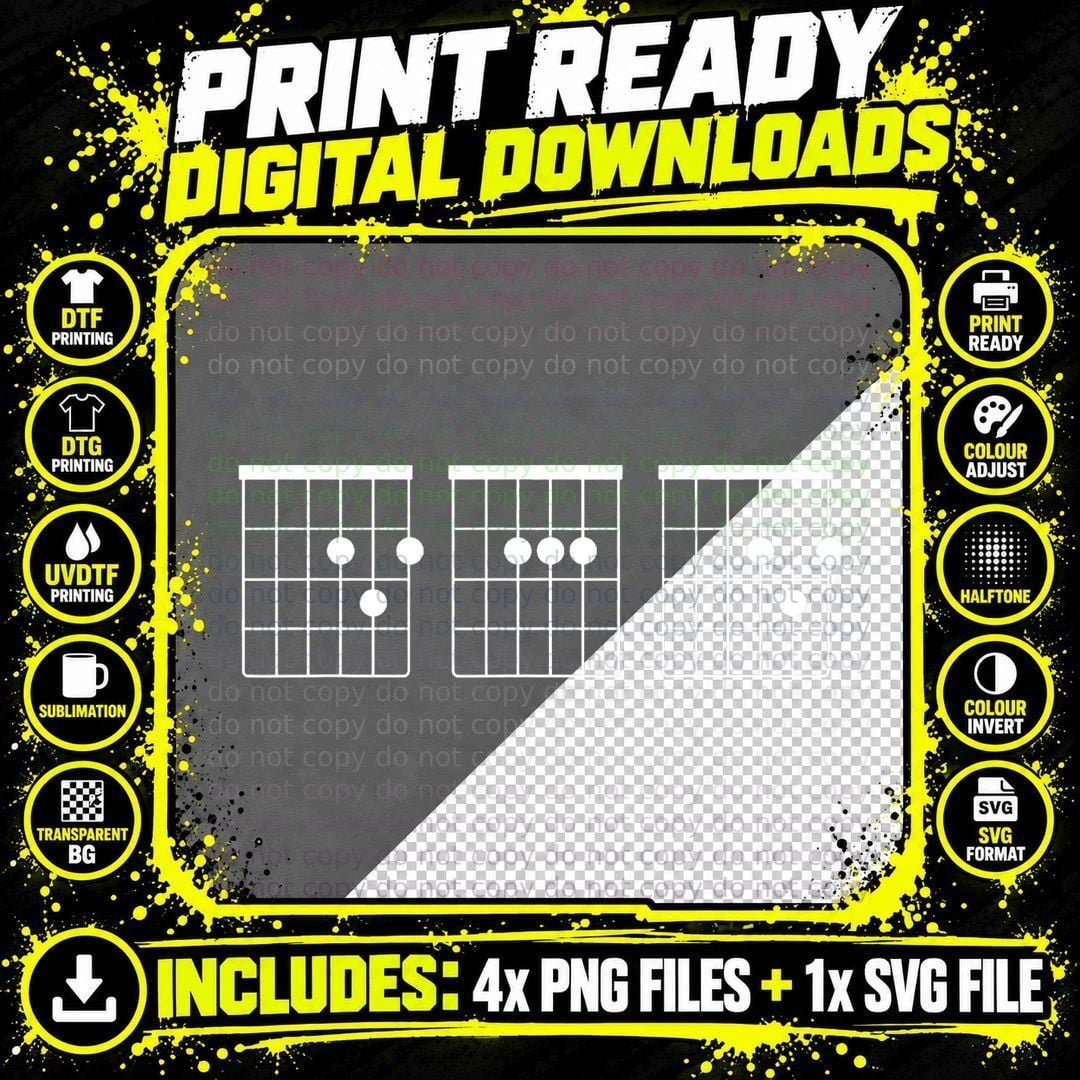 Funny Musician Father's Christmas Gift Dad Guitar Chords Png SVG Digital Bundle