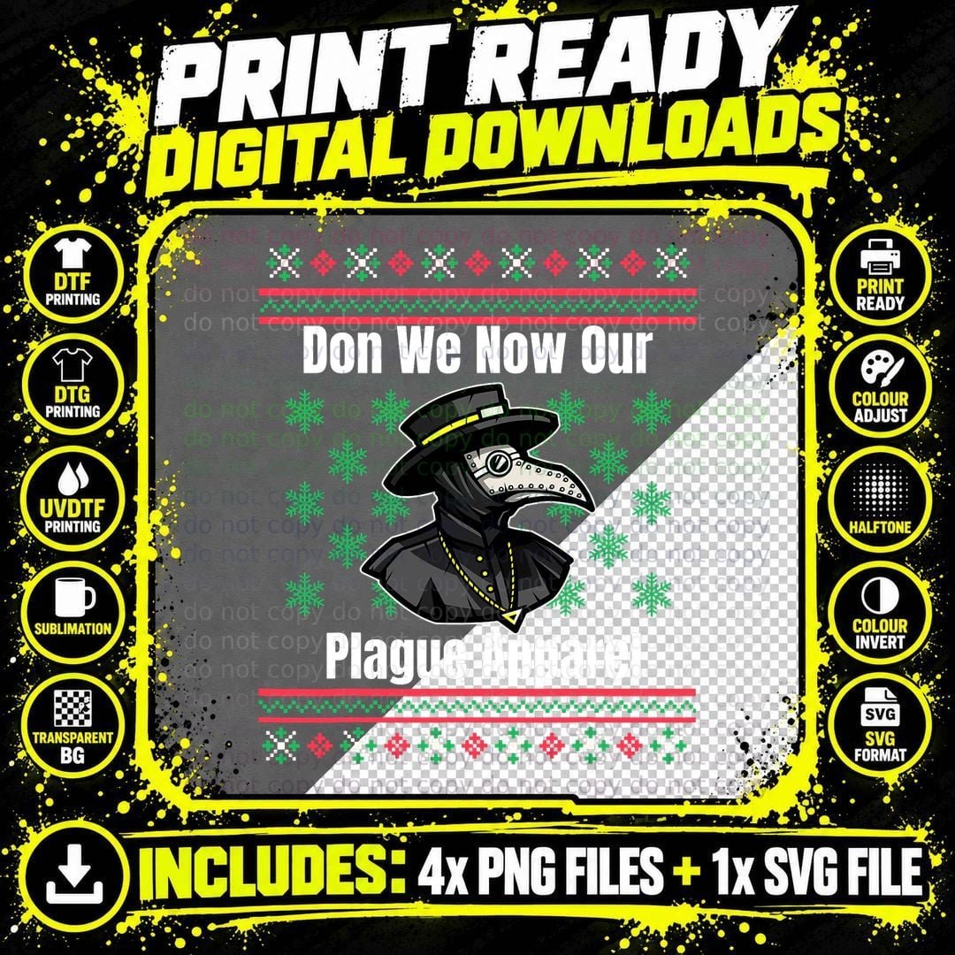 Funny Plague Ugly Christmas Sweater Style T-Shirt Png SVG Digital Bundle
