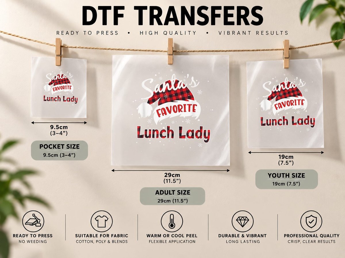 Funny Santas Favorite Lunch Lady Christmas Matching Pajama DTF Transfer Iron On