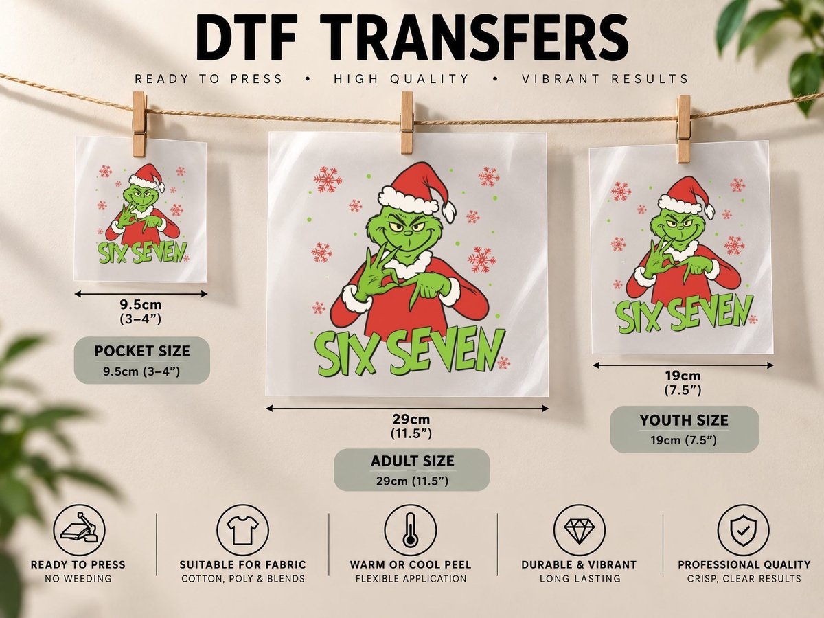 Funny Six Seven, 67 Christmas, Popular Meme DTF Transfer Iron On
