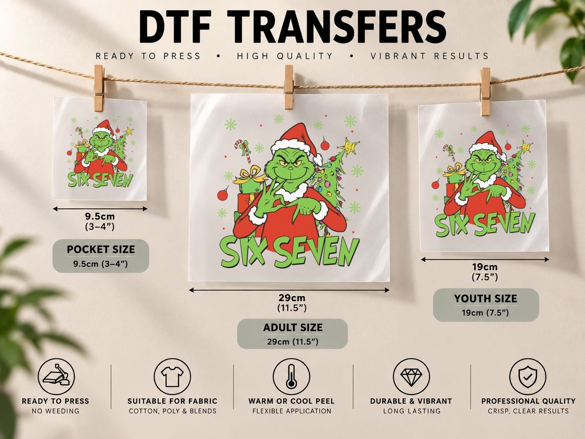 Funny Six Seven, 67 Christmas Tree, Popular Meme DTF Transfer Iron On