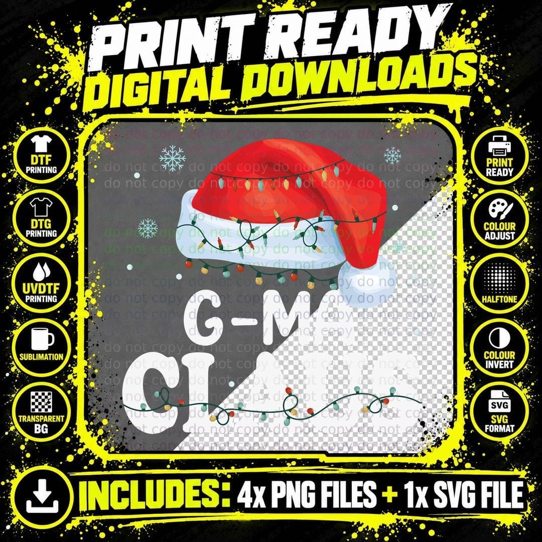 G-Ma Claus Xmas Family Matching Funny Grandma Christmas Png SVG Digital Bundle