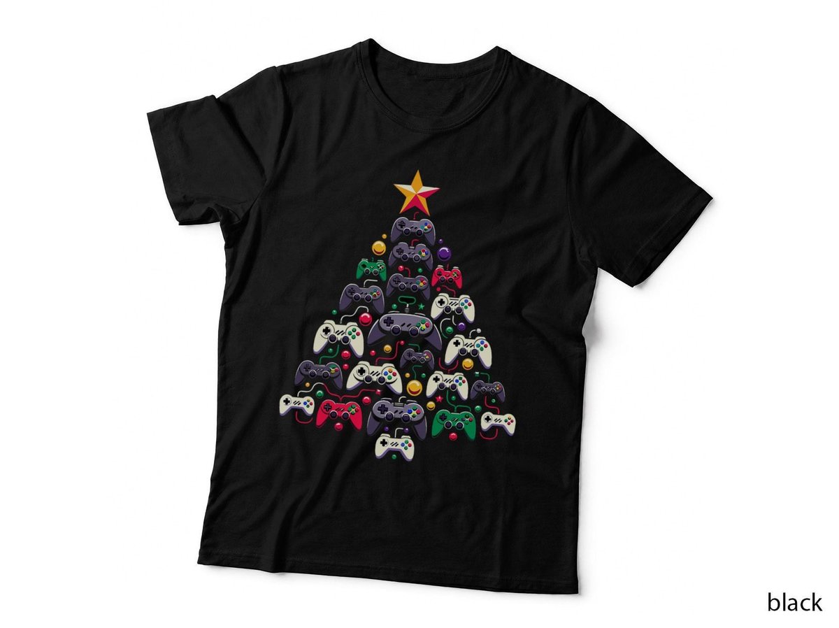 Gaming Controllers Christmas Tree Funny Gamer Christmas T-Shirt