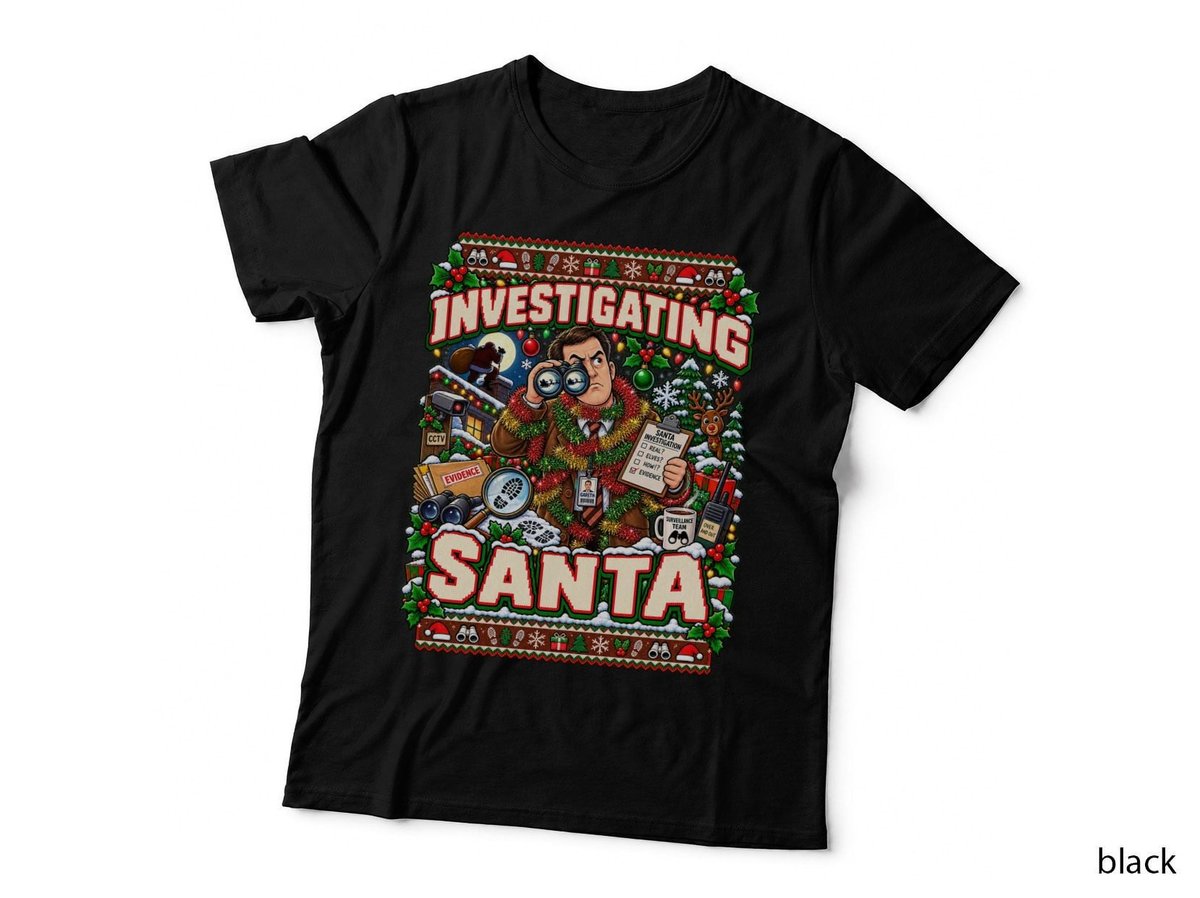 Gareth Keenan Christmas Investigating Santa British Office Comedy Funny T-Shirt