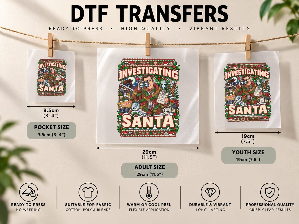 Gareth Keenan Christmas Investigating Santa British Office DTF Transfer Iron On