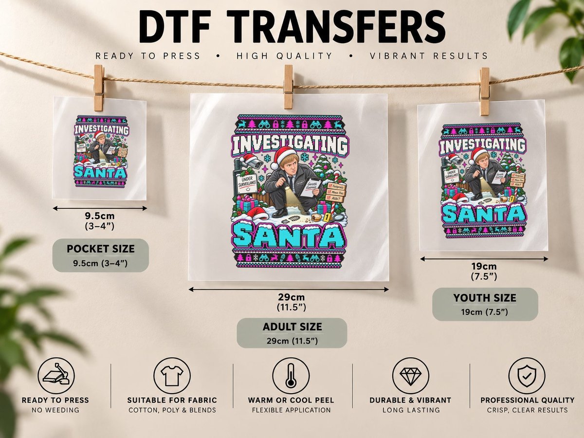Gareth Keenan Christmas the Office UK British Comedy Santa DTF Transfer Iron On