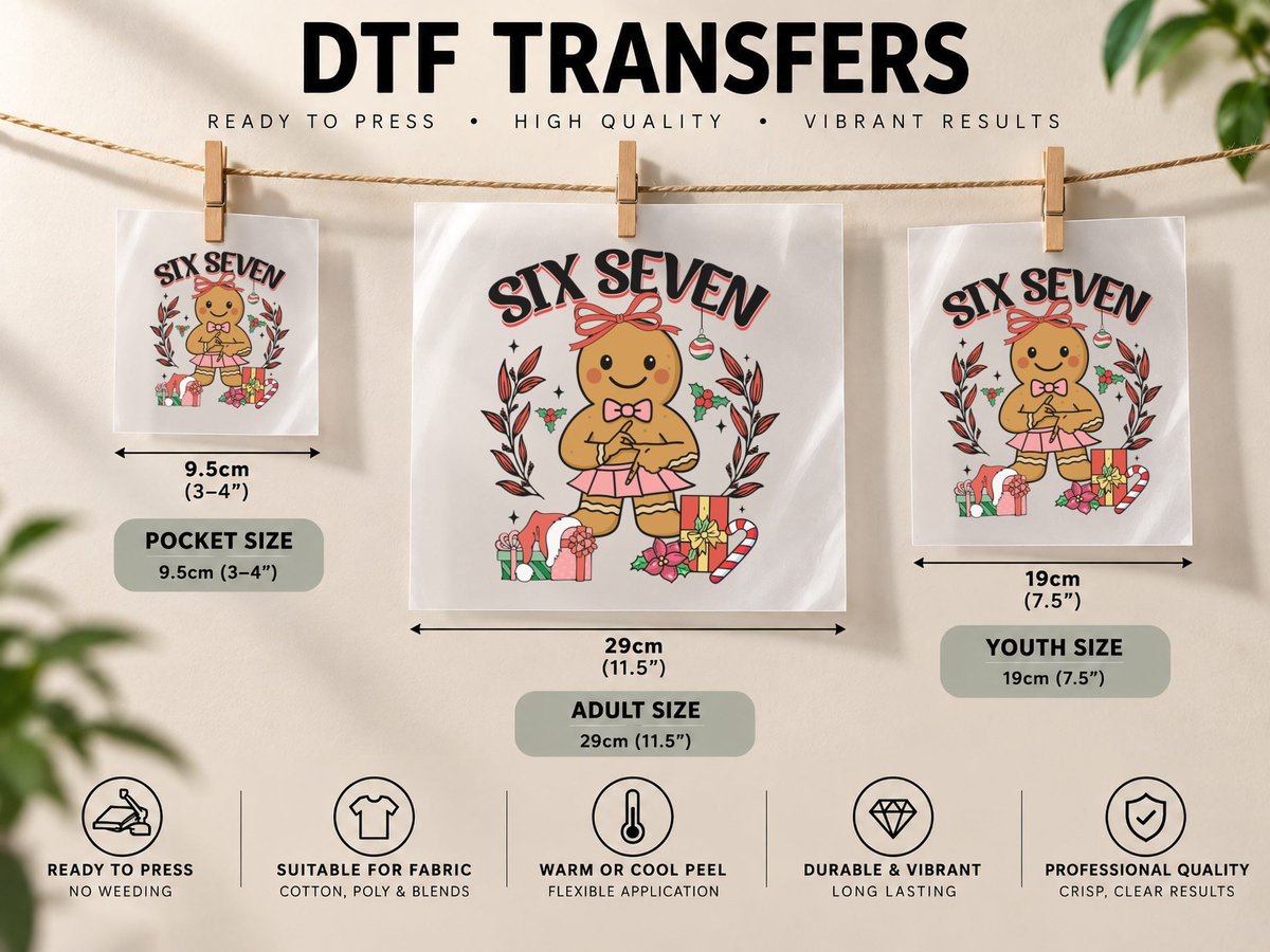 Ginger Bread Woman, Six Seven Popular Meme Xmas, Festive DTF Transfer Iron On