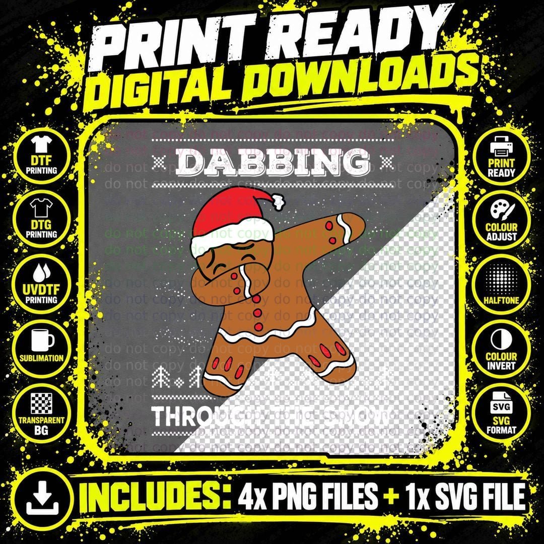 Gingerbread Man Ugly Christmas Sweater Gingerdab Dab Png SVG Digital Bundle