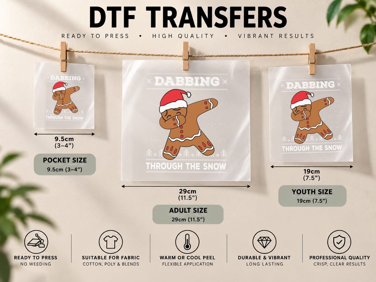 Gingerbread Man Ugly Christmas Gingerdab Dab Dance DTF Transfer Iron On