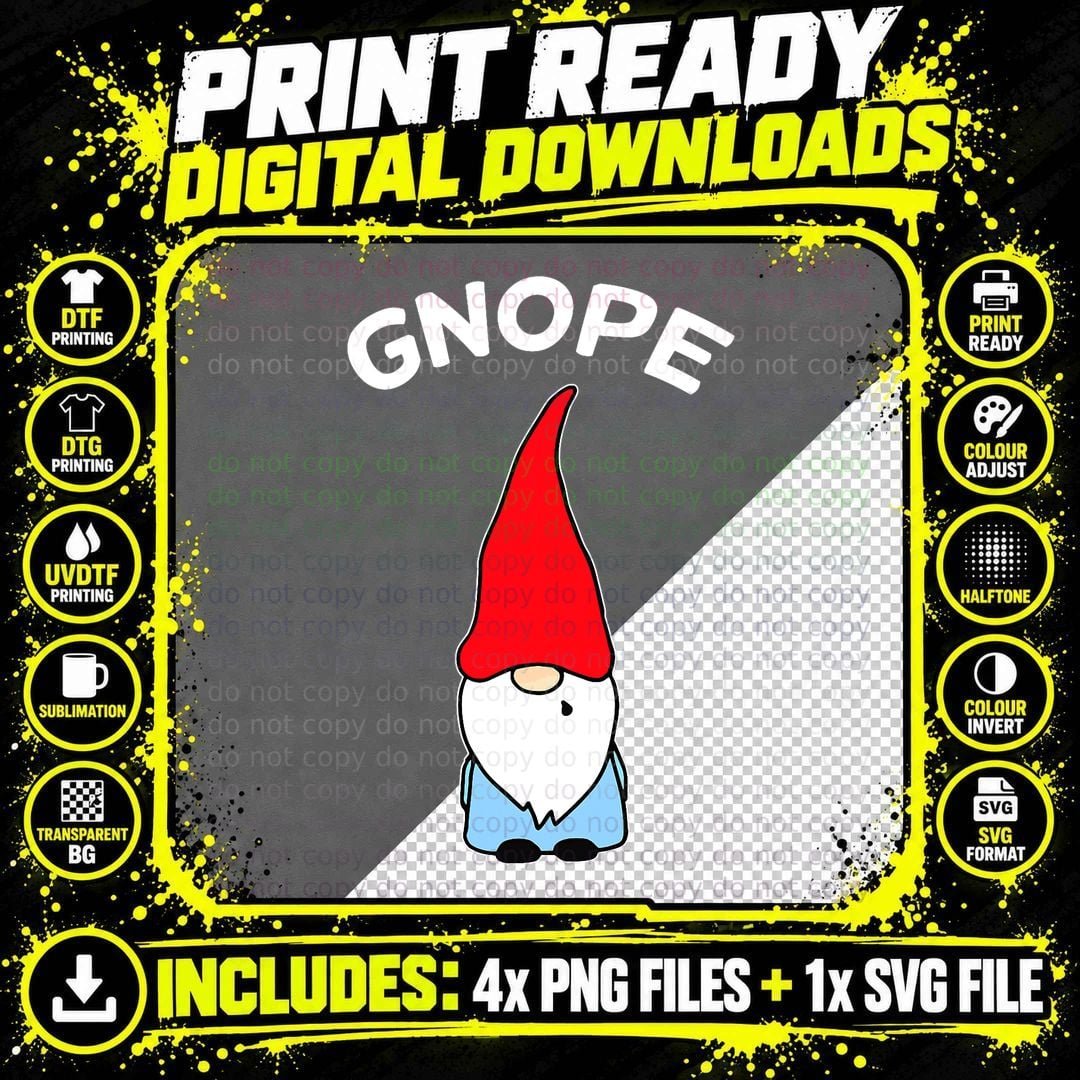Gnope Gnome Nope Funny Christmas Party Men Women Kids Png SVG Digital Bundle