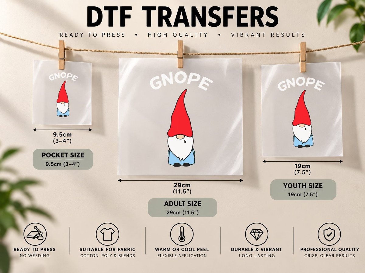 Gnope Gnome Nope Funny Christmas Party Men Women Kids DTF Transfer Iron On
