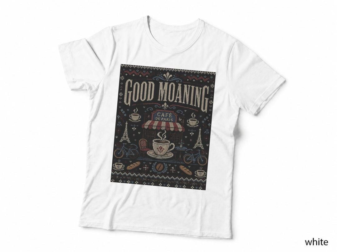 Good Moaning British Comedy Allo French Cafe Retro Christmas Quote T-Shirt