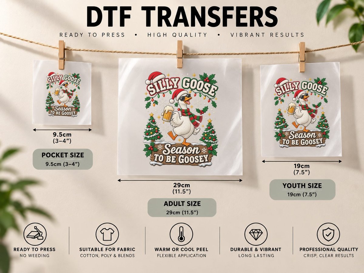 Goose Christmas Funny Silly Goose Holiday Season to Be DTF Transfer Iron On
