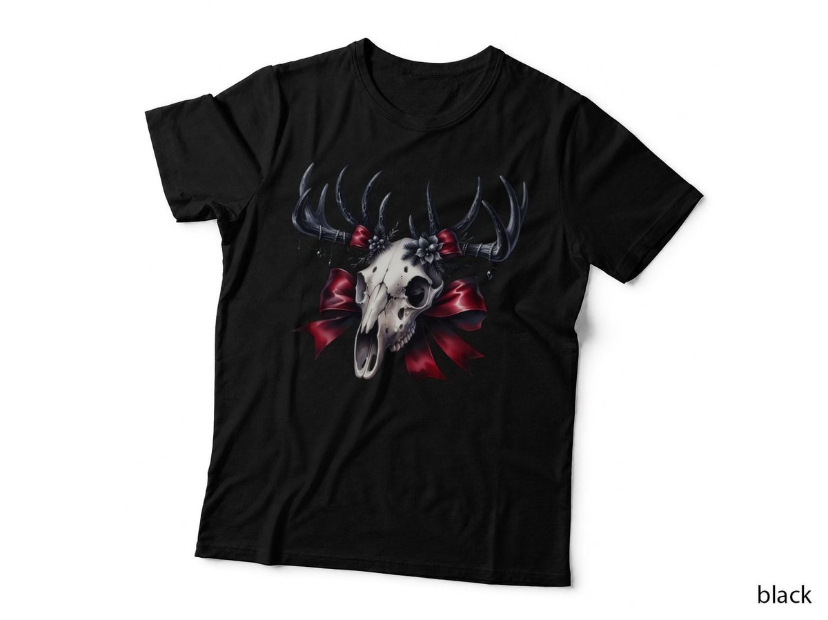 Gothic Deer Skull Christmas Dark Winter Witchy Holiday T-Shirt