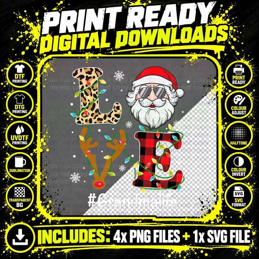 Grandma Santa Christmas Family Love Grandma Life Xmas Png SVG Digital Bundle