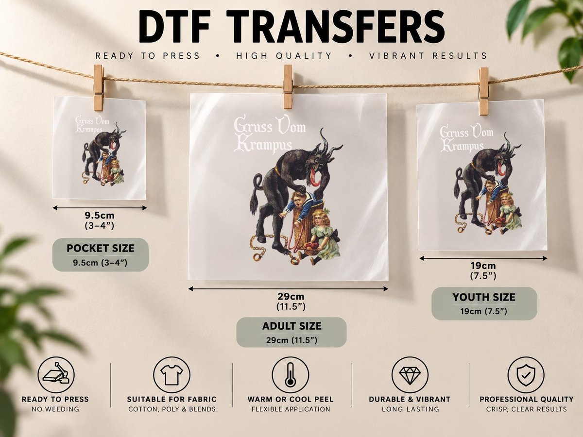 Greetings from Gruss Vom Krampus, Christmas Horror DTF Transfer Iron On