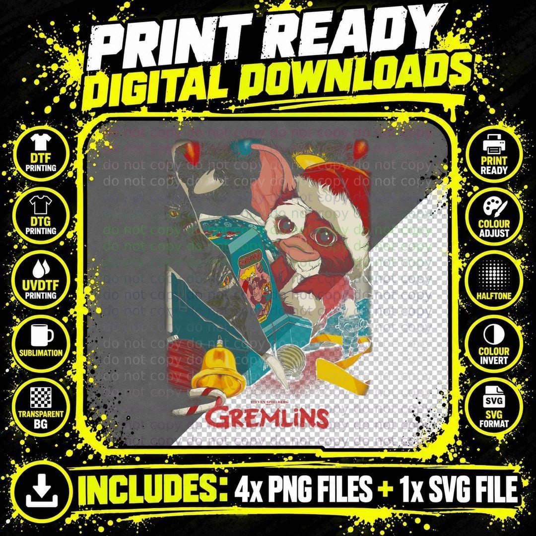 Gremlins Christmas Horror Movie Fan Tee Png SVG Digital Bundle