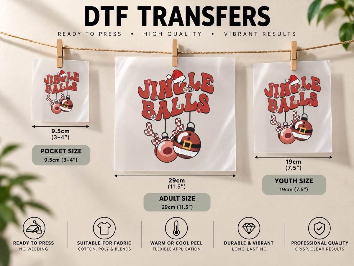Groovy Christmas Vibes Cute Jingle Balls Tinsel Tits Couple DTF Transfer Iron On