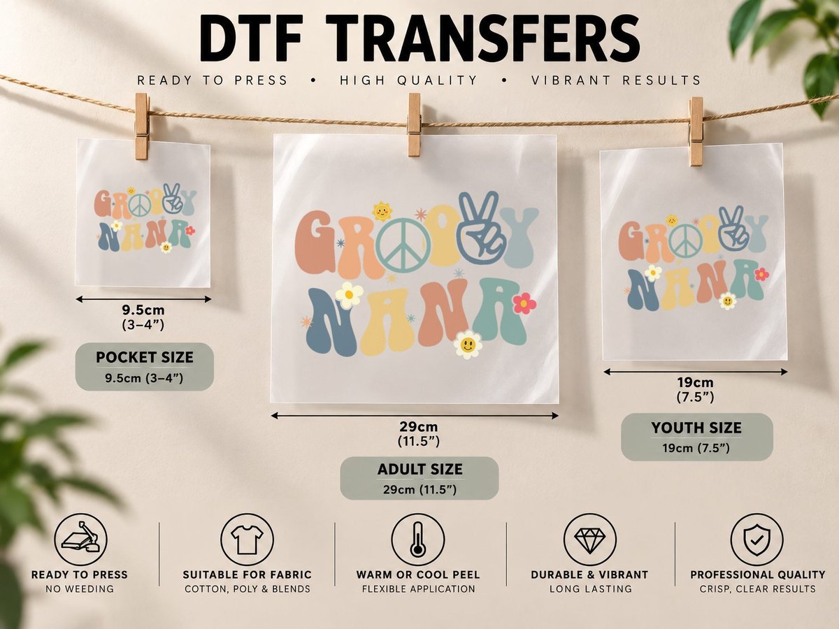 Groovy Nana Christmas Birthday Vintage Family Matching DTF Transfer Iron On