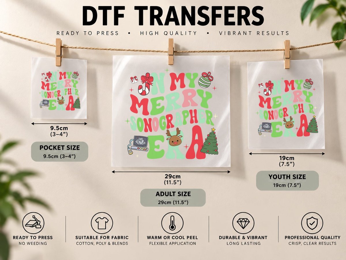 Groovy in My Merry Sonographer Era Funny Christmas DTF Transfer Iron On
