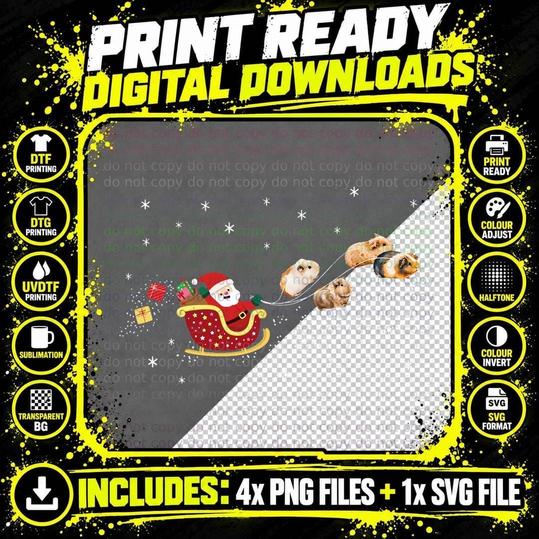 Guinea Pig Christmas Santa Clause, Holiday Pet Lover Png SVG Digital Bundle