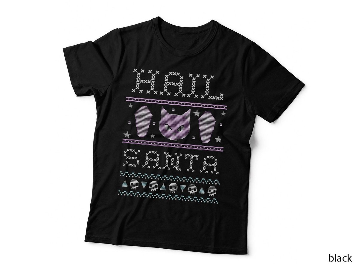 Hail Santa Creepy Cute Cat - Pastel Goth Ugly Christmas T-Shirt